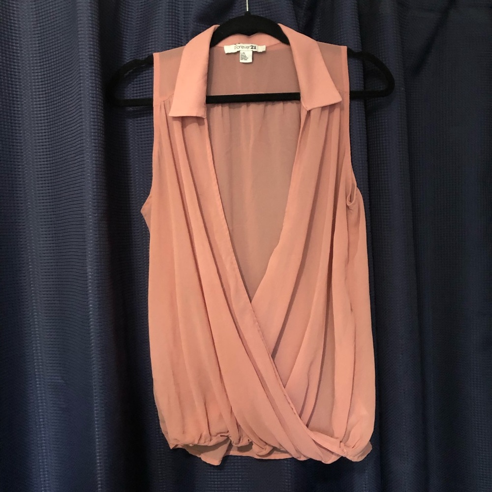 Forever 21 assymetrical drape sleeveless blouse